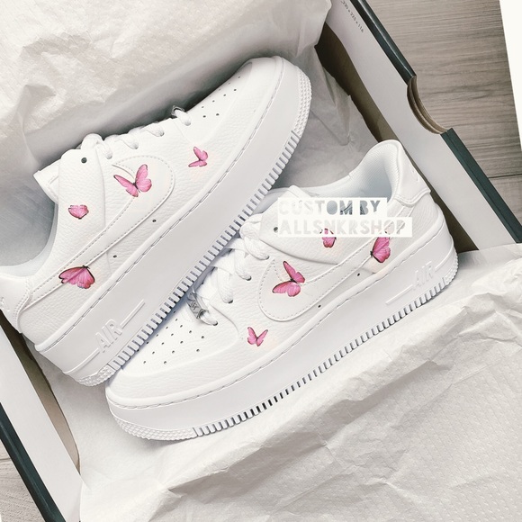 Nike Shoes - Nike air force low sage custom butterfly